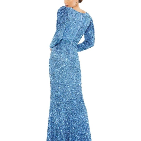 Mac Duggal 5510 NWT PUFF SHOULDER SEQUINED SURPLICE GOWN - Picture 2 of 7